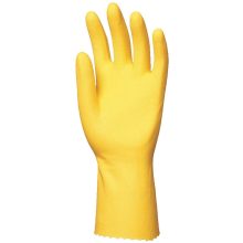 Htg sárga gumikesztyű, 30cm/0,5mm, pamutbolyhozott belső