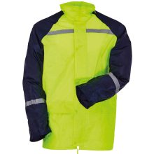Fluo esőruha fényvisszaverő csíkkal, sárga