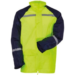 Fluo esőruha fényvisszaverő csíkkal, sárga