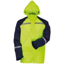 Fluo esőruha fényvisszaverő csíkkal, sárga