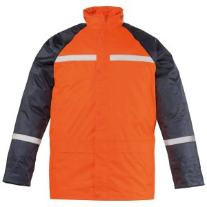 Fluo esőruha fényvisszaverő csíkkal, narancs