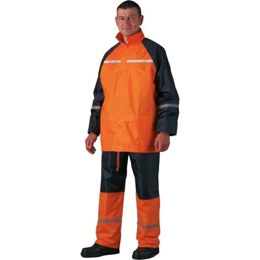 Fluo esőruha fényvisszaverő csíkkal, narancs