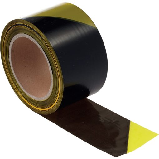 Öntapadós sárga/fekete jelzőszalag 66m